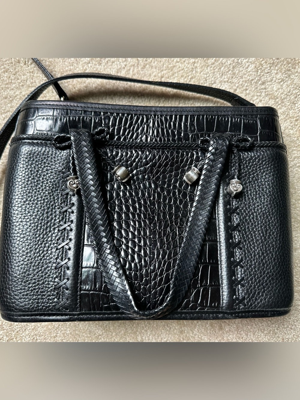 Brighton vintage black pebble leather with croc embossed purse
